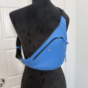 Montblanc M_Gram 4810 Chest Bag 130024  Leather Blue Embossed NEW